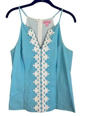 Lilly Pulitzer Halter Top Blue 12 Floral Lace Resort Preppy Summer Colorful Chic